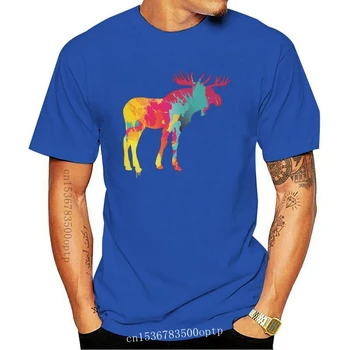 Splatter Moose Тъмно синя Тениска За Възрастни, Мъжки Фланелки, Блузи С Къс Ръкав, Памучни Тениски За Фитнес, Harajuku, Риза С Къс Ръкав
