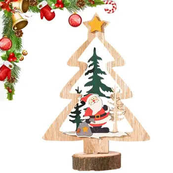 Коледна Маса От Дървен Знак За Украса На Коледни Масата Украса За Офис Дядо Коледа, Снежен Човек/Елха Дървена Маса