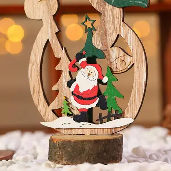 Коледна Маса От Дървен Знак За Украса На Коледни Масата Украса За Офис Дядо Коледа, Снежен Човек/Елха Дървена Маса Изображение 2