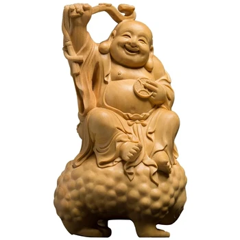 14 СМ Жаба Профила Чанта Буда Китайската Митология Чемшир Резба Творчески Дом Гравиране На Дърво Занаяти Всекидневна Кола
