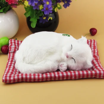 Имитация на бял котка от полиетилен и кожа модел котка забавен подарък около 25 см x 20 см x 7,5 см
