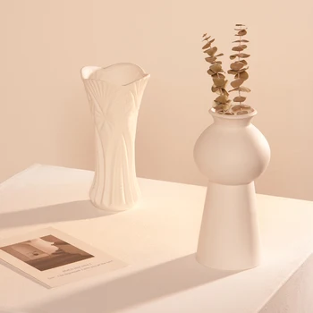 Ceramic Vase Dry Flower Creative Nordic White Style Vases Modern Home Decor Jarrones ваза за цветя стеклоіс Decoration