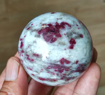 крушка сфера полиран кристал кварц, турмалин 1пкс естествен червен полиран за продажба Изображение 2