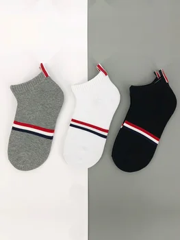 3 чифта чорапи от туберкулоза, мъжки дезодоранти, абсорбиращи потта, дишащи спортни тенденция на тънки женски короткоствольные шарени чорапи с нисък покрив Изображение 2