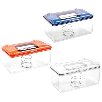 Прозрачна кутия за съхранение на маски, кутия за салфетки за всекидневна, Модерна проста кутия за съхранение на салфетки С пружина