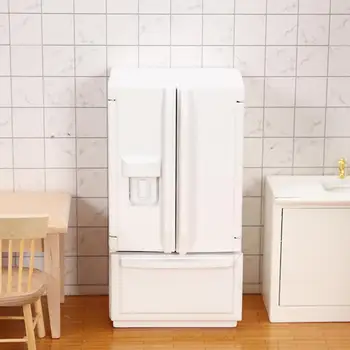 Мини Хладилник с Малък Атрактивен Дизайн Двойна Врата за Забавление Куклена Къща Хладилник, Мини-Хладилник Изображение 2