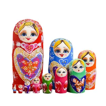 10 Слоя/Набор Matryoshka Дървена Руска Matryoshka Тенис на декорация за Коледни Подаръци за деца