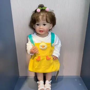 55 см Кукла за момичета-деца с цялото тяло, която може да стои с почти прави крака, мека силиконова vinyl Възстановената ръчно укорененная вълна