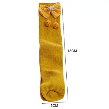 Чорапи За момичета С Лък и възел, Ръчно Пране, Модни Памучни Чорапи До Коляното За Деца, Есенни Износоустойчиви Сладки Дълги Чорапи За Бебета Изображение 2