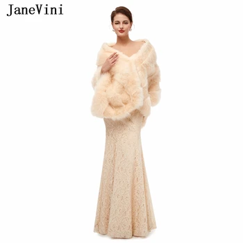 JaneVini, Нова Мода Жените Наметало от изкуствена Кожа, Шал и обвивка, Зимна Сватба Палто за Булки, Топло Вечерно Болеро, Аксесоари