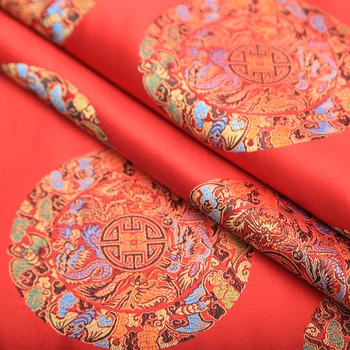 Китайски дракон стил Металик златист цвят Жаккардовая Брокат Плат 3D жаккардовая прежди оцветен плат за Палто, Рокля, Пола, за квадратни метра