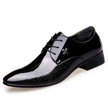IMAXANNA/ мъжки бизнес официалната кожени обувки в корейски стил, ежедневни обувки с ниски берцем, удобна и износостойкая обувки за сватбен банкет Изображение 2