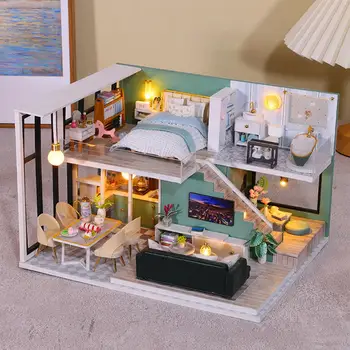 Миниатюрен Куклена Къща DIY Комплект Miniaturas Играчка Творческа Стая Декорация на дома