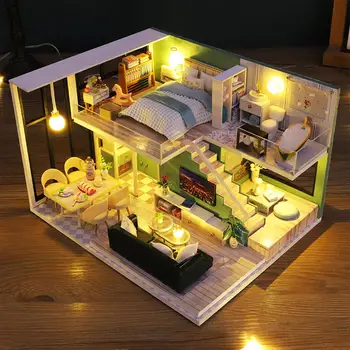 Миниатюрен Куклена Къща DIY Комплект Miniaturas Играчка Творческа Стая Декорация на дома Изображение 2