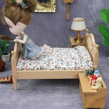 1:12 Куклена Къща Миниатюрни Мини Имитативната Мебели За Детски Разтегателен Чекмеджето Легло Европейската Едно Легло Люлка За Малки Момичета Детски Подарък Изображение 2