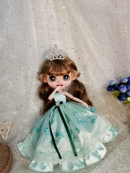 Рокля Blythe 1/6 Мятно-зелена рокля, с корона на 30 см от плат за играчки bjd (подходящ за Pullip, Ob24, Licca) Изображение 2