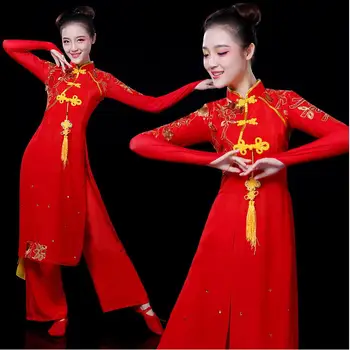 Гореща Разпродажба национален фен танци и сценична облекло древното Рокля Янко Традиционни Китайски Танцови Костюми Ориенталски Танцови Костюми