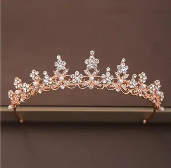 Булката перлена корона горещ прическа корейски стил принцеса на короната аксесоари Изображение 2