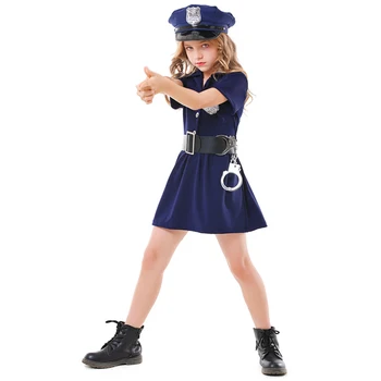Полицейска Форма за момичета, Костюм на полицай на Хелоуин парти за Деца Изображение 2