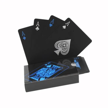 Качествен Пластмасов Покер От PVC, Водоустойчив Черни Карти за Игра Креативен Подарък Здрав Покер
