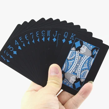 Качествен Пластмасов Покер От PVC, Водоустойчив Черни Карти за Игра Креативен Подарък Здрав Покер Изображение 2