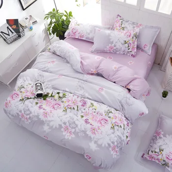 denisroom спално бельо с цветя модел Прост комплект спално бельо, модерно спално бельо комплект пододеяльников за пуховых одеяла чаршаф и калъфка Queen king size AW72*
