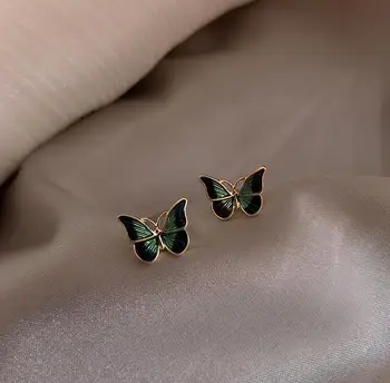 Нови Корейски Сладки Обеци-Карамфил с Пеперуди За Жени И Момичета