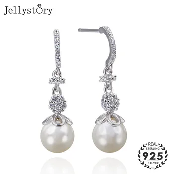 Jellystory модни обеци от сребро проба 925 с сладководните перли и цирконии, бижута, обеци за жени, за сватба парти, на едро