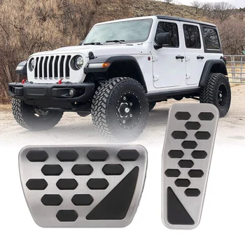 Делото педали на газ и спирачка, Комплект накладки за педалите от неръждаема стомана за Jeep Wrangler Jl модели 2018-2019, 2 бр. Изображение 2