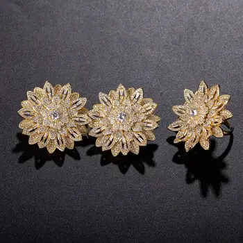 Модни дамски банкетни вечерни микро-обеци триизмерни магнати слънчеви цветя обеци, дамски