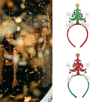 449B Коледна Панделка За Коса Коледно Дърво Превръзка На Главата Със Звезда Коледна Снежинка с Превръзка На Главата Коледна Камбанка Превръзка На Главата Пайети
