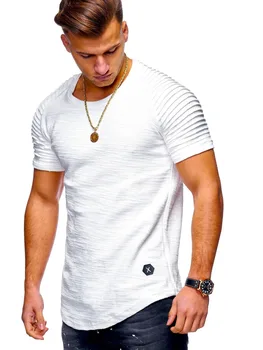 Летни нови мъжки тениски, обикновена, приталенные, трендови, всекидневни, с къси ръкави, модни Y9AK117
