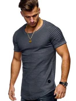 Летни нови мъжки тениски, обикновена, приталенные, трендови, всекидневни, с къси ръкави, модни Y9AK117 Изображение 2