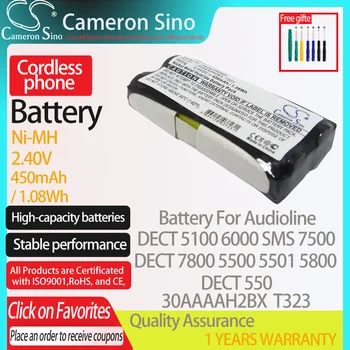 CameronSino Батерия за Audioline DECT 5100 6000 7500 SMS 7800 5500 5501 5800 550 подходящ GP 30AAAAH2BX T323 Батерия за Безжичен телефон