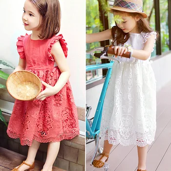 лятото на 2018, детски рокли за момичета, детско бельо на принцеса рокля, корейски рокли, roupas infantis menina, червено бяло Изображение 2