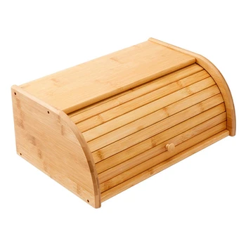 Кутия За Съхранение На Бамбук Хлебница Кутии С Дъска За Дъска За Хранителни Контейнери Голяма Кутия С Кухненски Органайзер Аксесоари За Дома