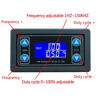 1-Битов Генератор на сигнали 1-Канален 1 Hz-150 khz PWM Честота на импулси на Работния Цикъл Регулируема Модул LCD дисплей Квадратна/Правоъгълна вълна Изображение 2