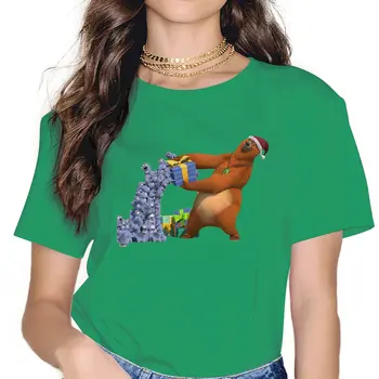 Забавна Художествена Колекция Тениска с кръгло деколте от плат Grizzly and The Lemmings Оригинална Тениска Дамска Нов Дизайн Оверсайз