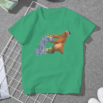 Забавна Художествена Колекция Тениска с кръгло деколте от плат Grizzly and The Lemmings Оригинална Тениска Дамска Нов Дизайн Оверсайз Изображение 2