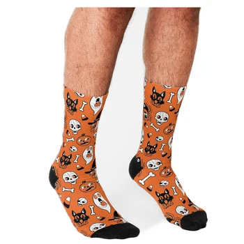 Мъжки забавни чорапи за Хелоуин, ретро Чорапи с тиква, harajuku, Мъжки Щастливи Чорапи в стил хип-хоп, Новост, сладки чорапи за момчета, Ежедневни Луди Чорапи за мъже