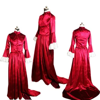 Червено викторианска рокля за Cosplay на Хелоуин, на Колониалното Грузинското Ренессансное Готическа Историческо рокля на D-799