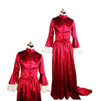 Червено викторианска рокля за Cosplay на Хелоуин, на Колониалното Грузинското Ренессансное Готическа Историческо рокля на D-799 Изображение 2