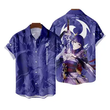 Genshin Impact Vera Raiden Shogun Cosplay тениска Лятна Ментална Дамски 3D Риза С Къс ръкав Изображение 2