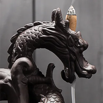 Лилаво аренообразный драконий дим потек обратно в курильницу декор на чайна церемония Творческа кадилница мебели за дома Изображение 2