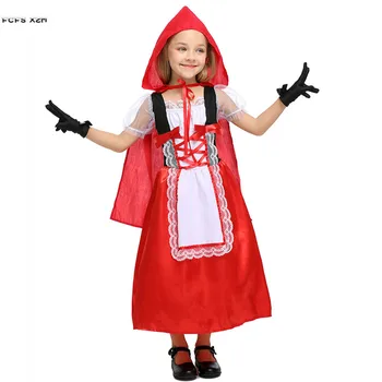 Момичета приказка за Червената Шапчица Косплеи Деца Хелоуин Аниме Костюми Детски Пурим Етап изпълнение на Маскарадните вечерна рокля